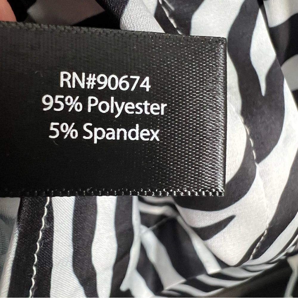 Boston Proper Zebra Print Satin Blouse Size 4 Black/White Cuffed Sleeve Top — image 2 of 8
